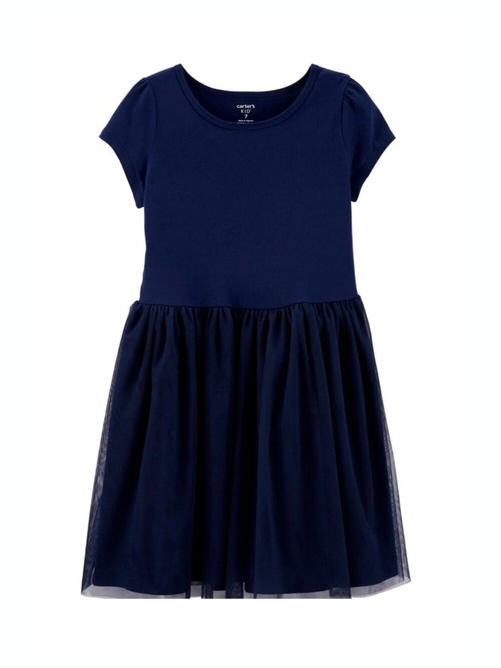 Carters Girls Navy Tulle Navy Short Sleeve Dress